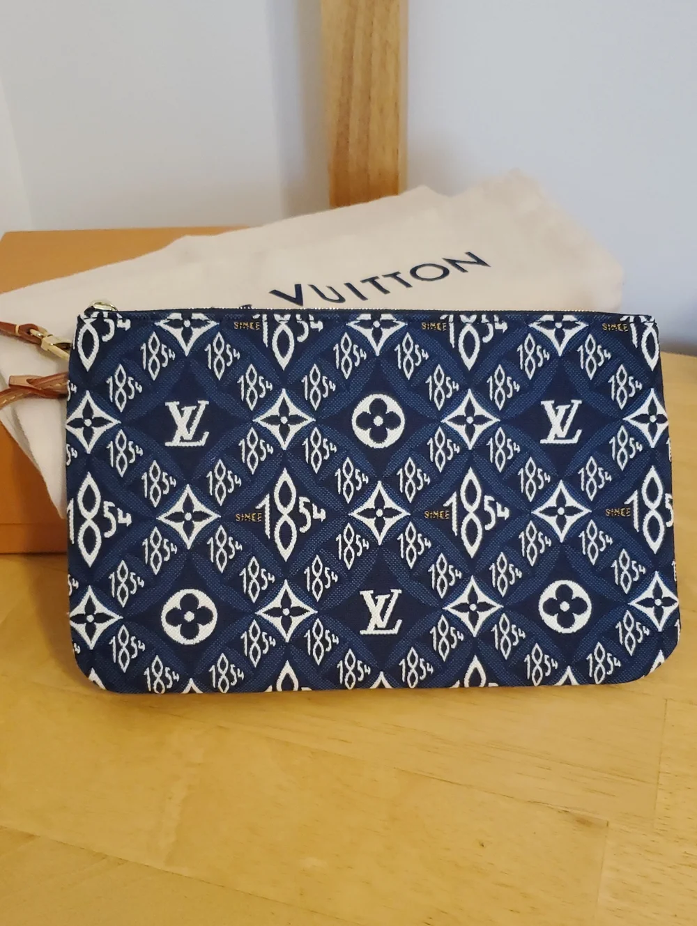 New Louis Vuitton Since 1854 Denim Jacquard Monogram Pochette Wristlet